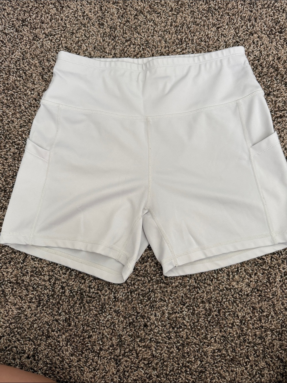 Amazon Women's White High-Rise Bike Shorts with Side Pockets